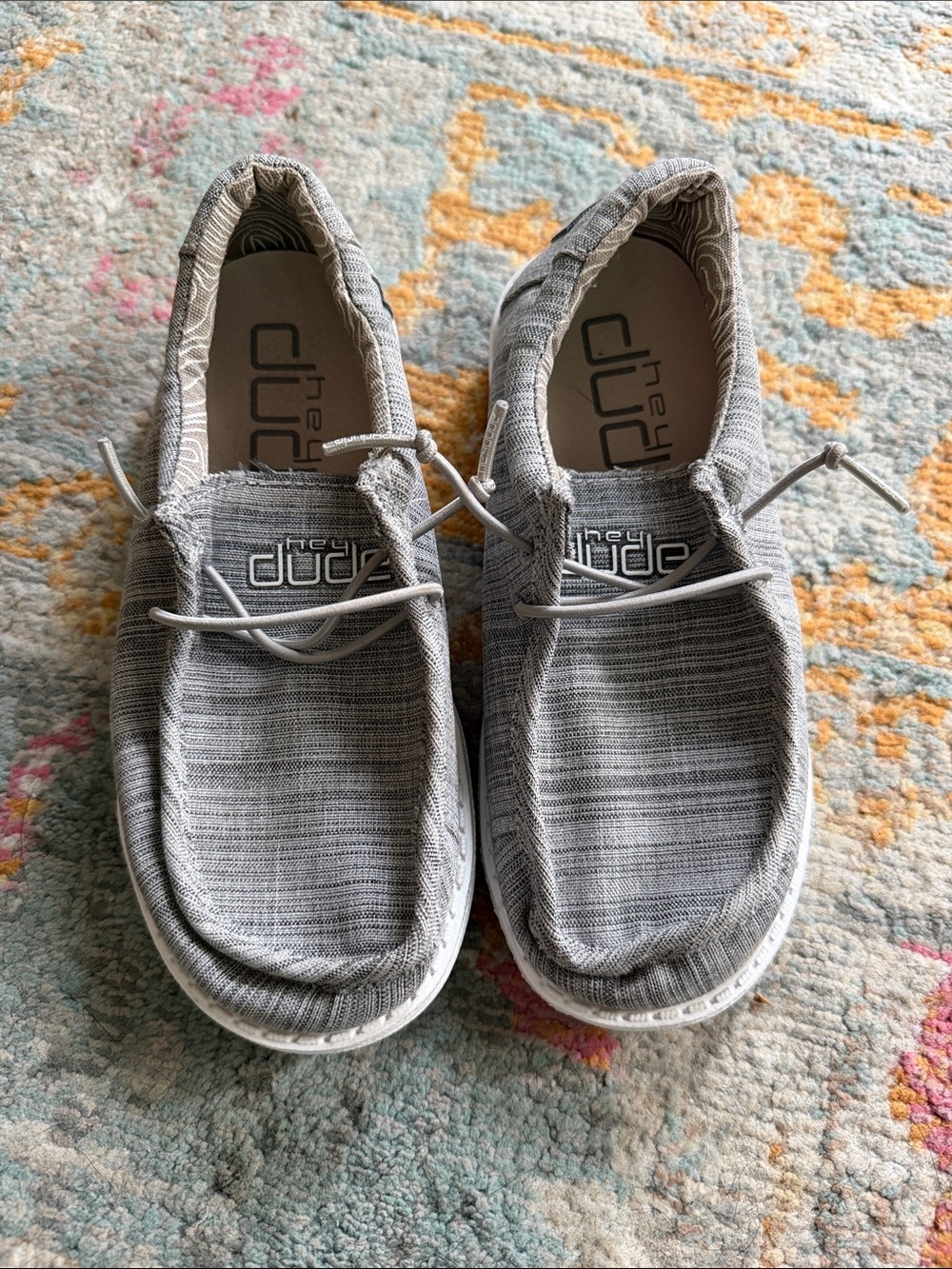 Hey Dude Wally Linen Stone Knit Youth Slip-Ons